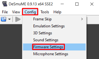 DeSmuME - Config Firmware Settings
