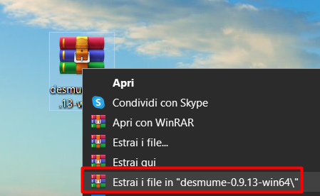 Estrazione DeSmuME con WinRAR