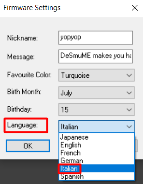 Firmware Settings - Language