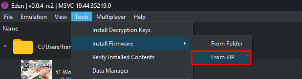 Eden - Install Firmware From ZIP