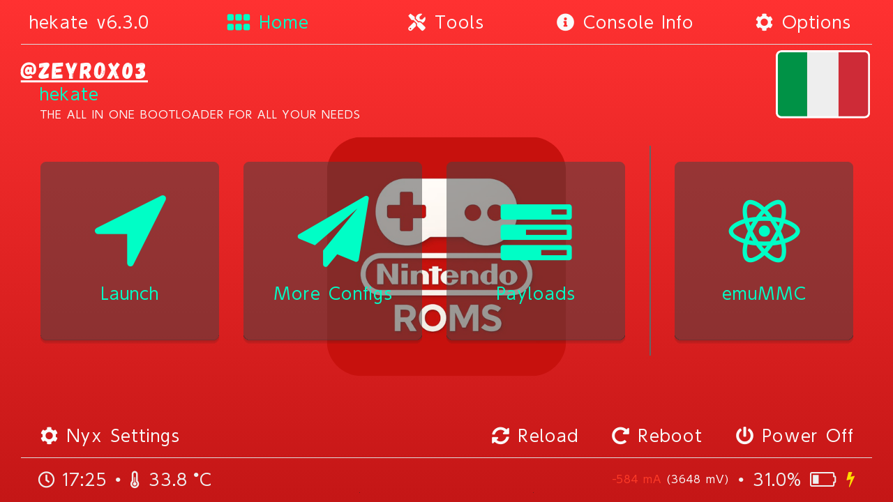 Menu HOME Hekate 6.5.2