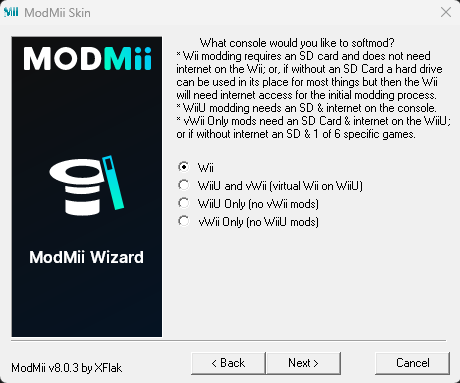 ModMii - Scegli console