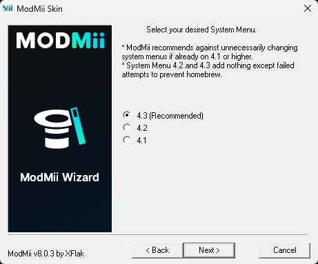 ModMii - Scegli versione