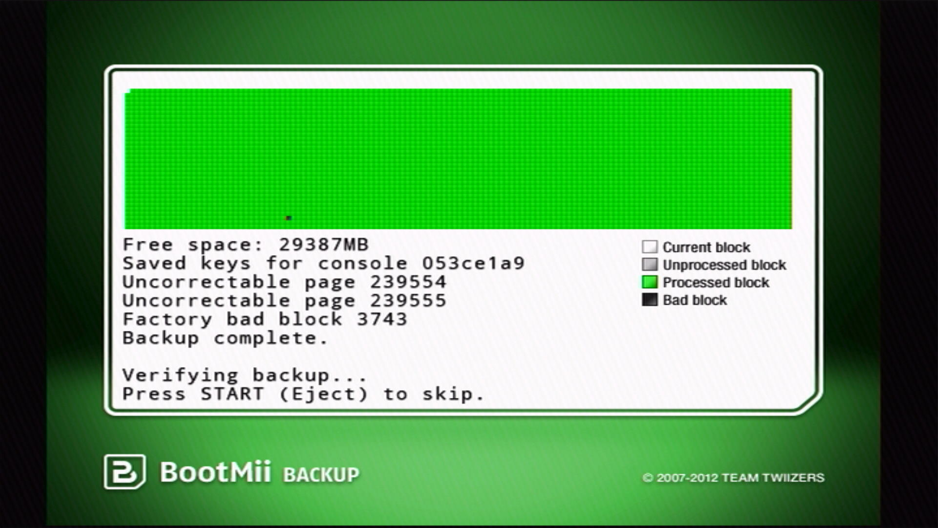 Backup NAND in corso