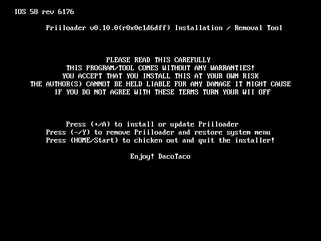 Priiloader - Premi Plus per installare